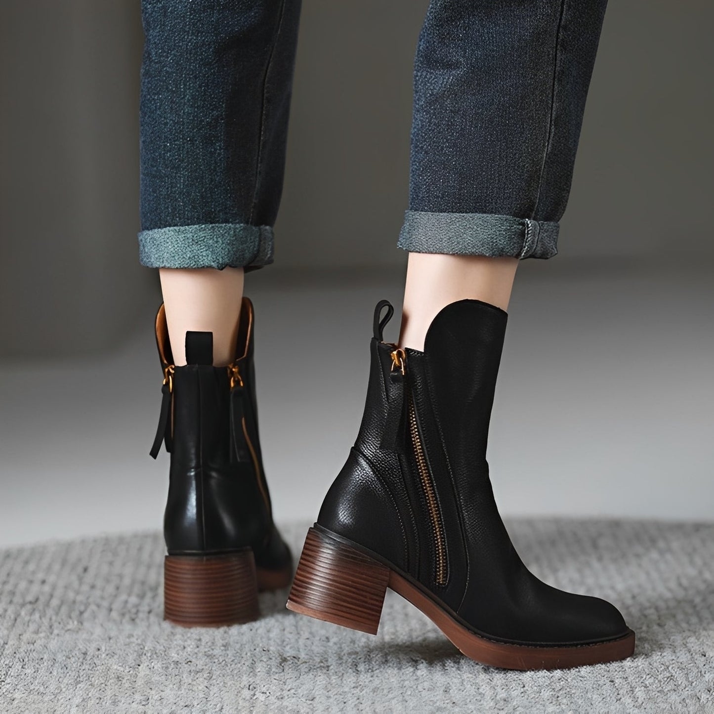 Connie - Moderní dámské kotníkové boty na robustním podpatku