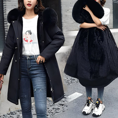 Evette - Stylový, teplý, zateplený dámský kabát s kapucí