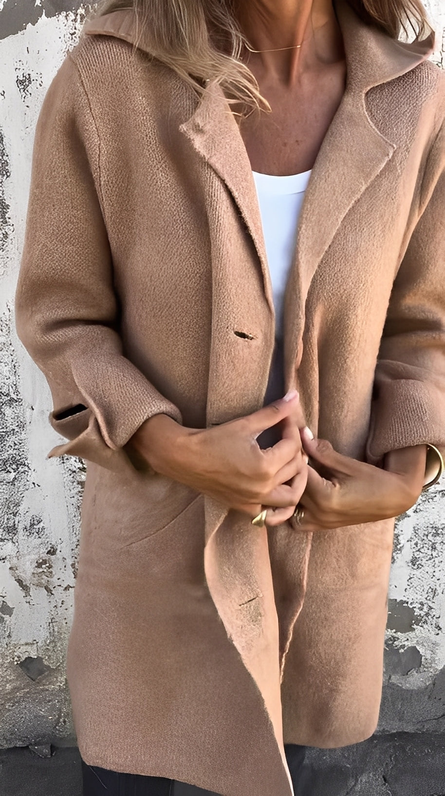 Meridith - Elegantní dlouhý kabát s reverzním límcem pro ženy