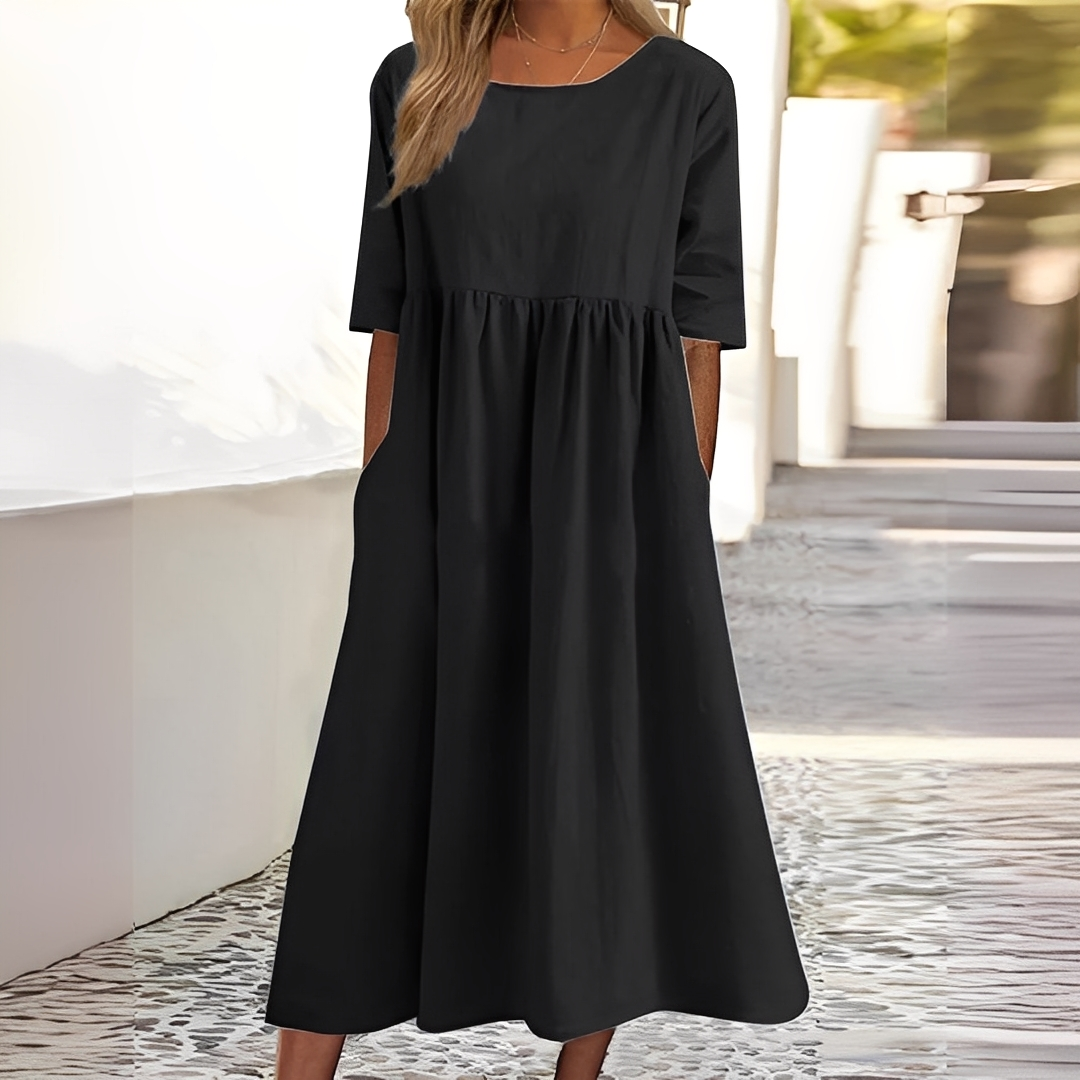 Sylvette - Dámské bavlněné šaty s kulatým výstřihem