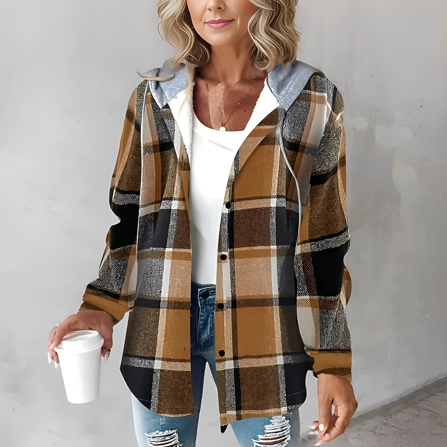 Martina - Pohodlná dámská vlněná bunda s kapucí