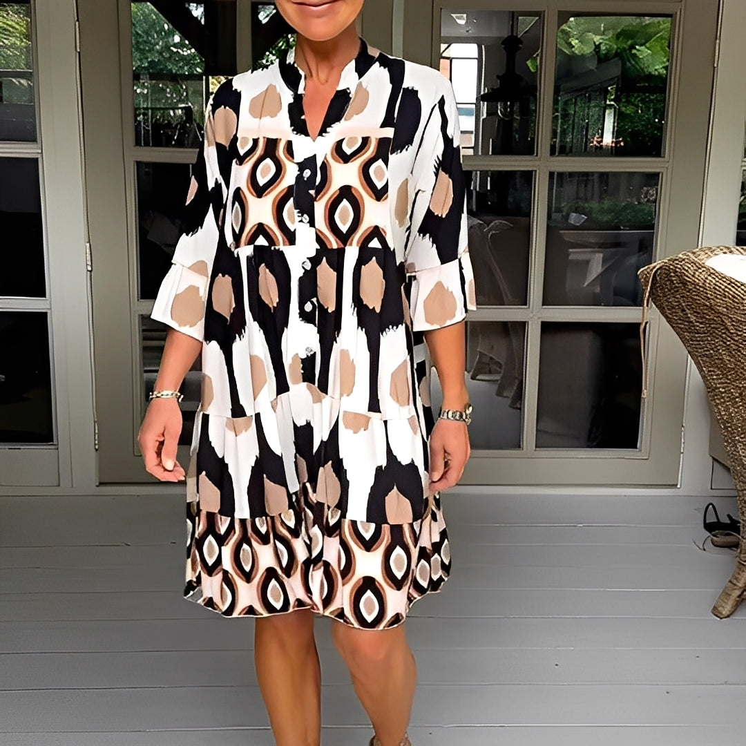 Floriane - Dámské volné šaty s potiskem