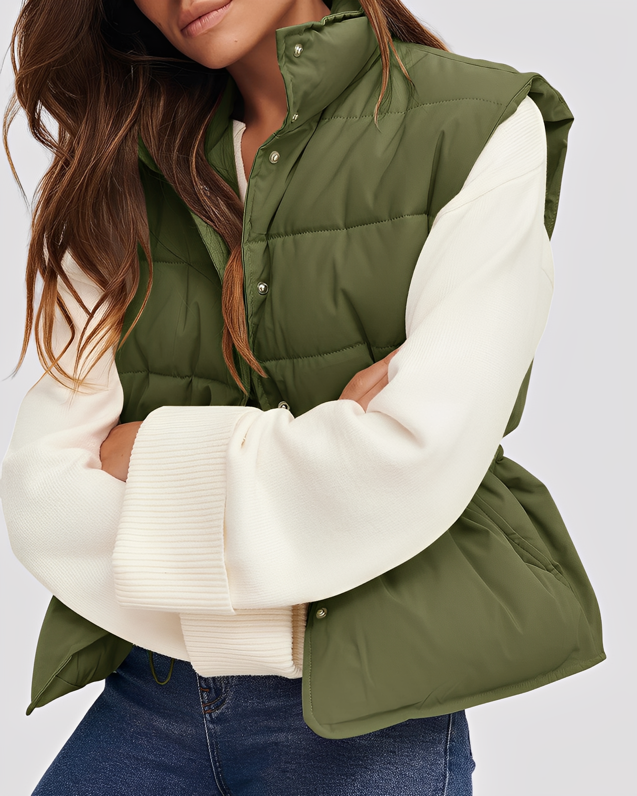 Aimee - Dámská vesta s pohodlným polstrováním a jednořadým designem