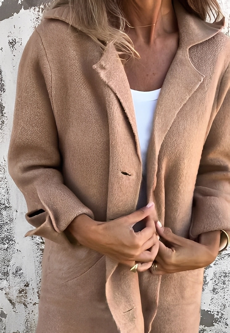 Izabelle - Pohodlný dlouhý pletený kabát pro ženy