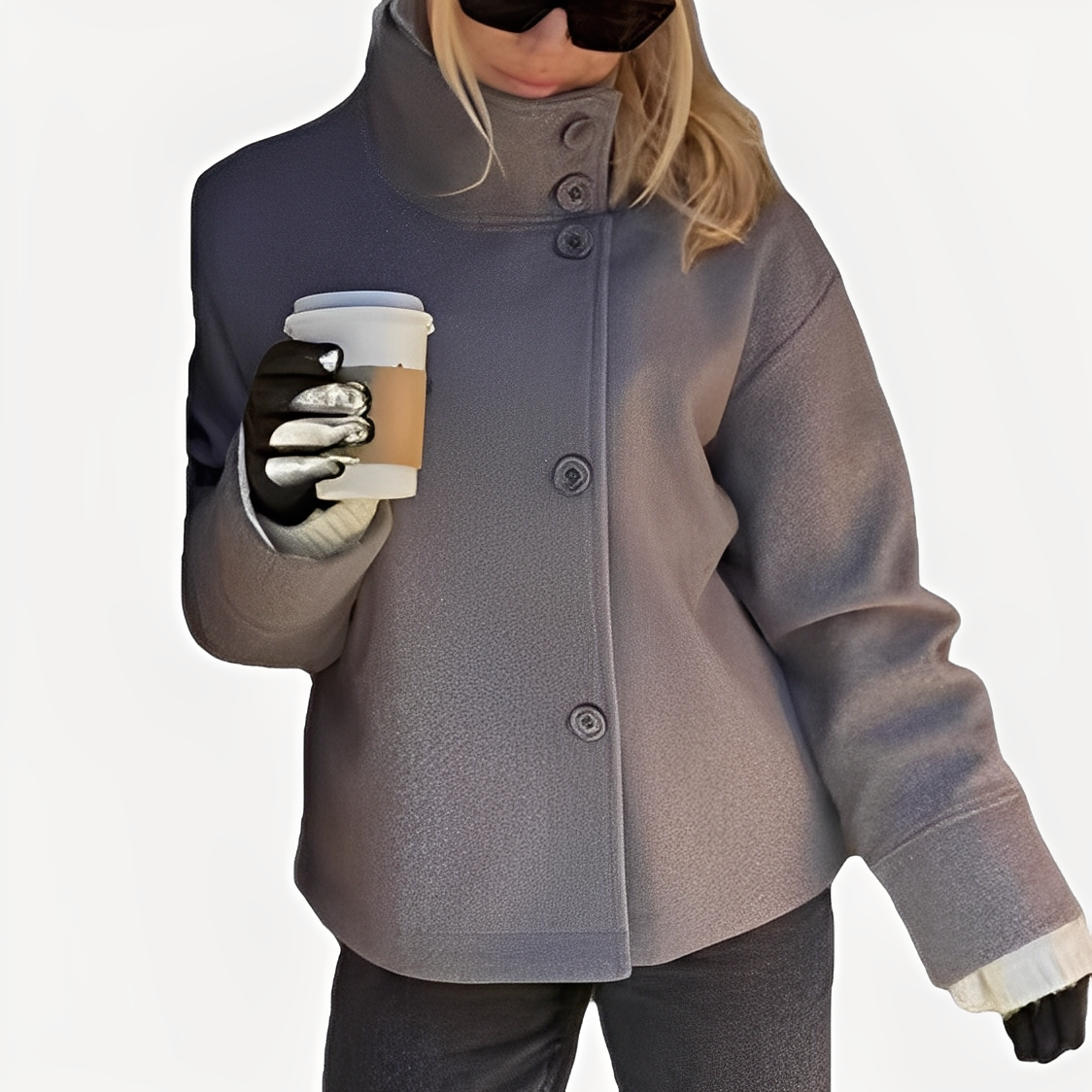 Carolyn - Stylový vlněný kabát s jedním řadem pro ženy