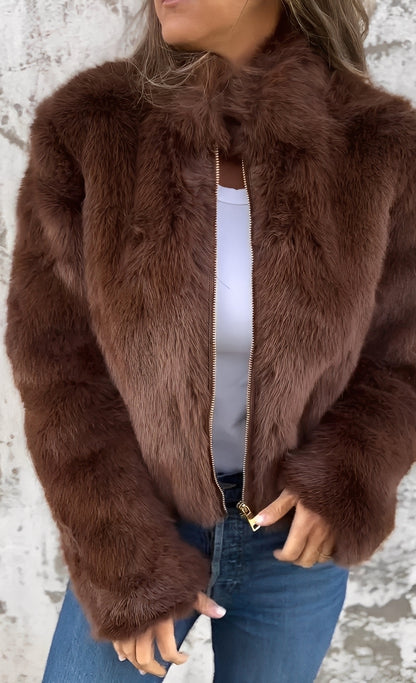 Amanda - Elegantní dámský plyšový kabát