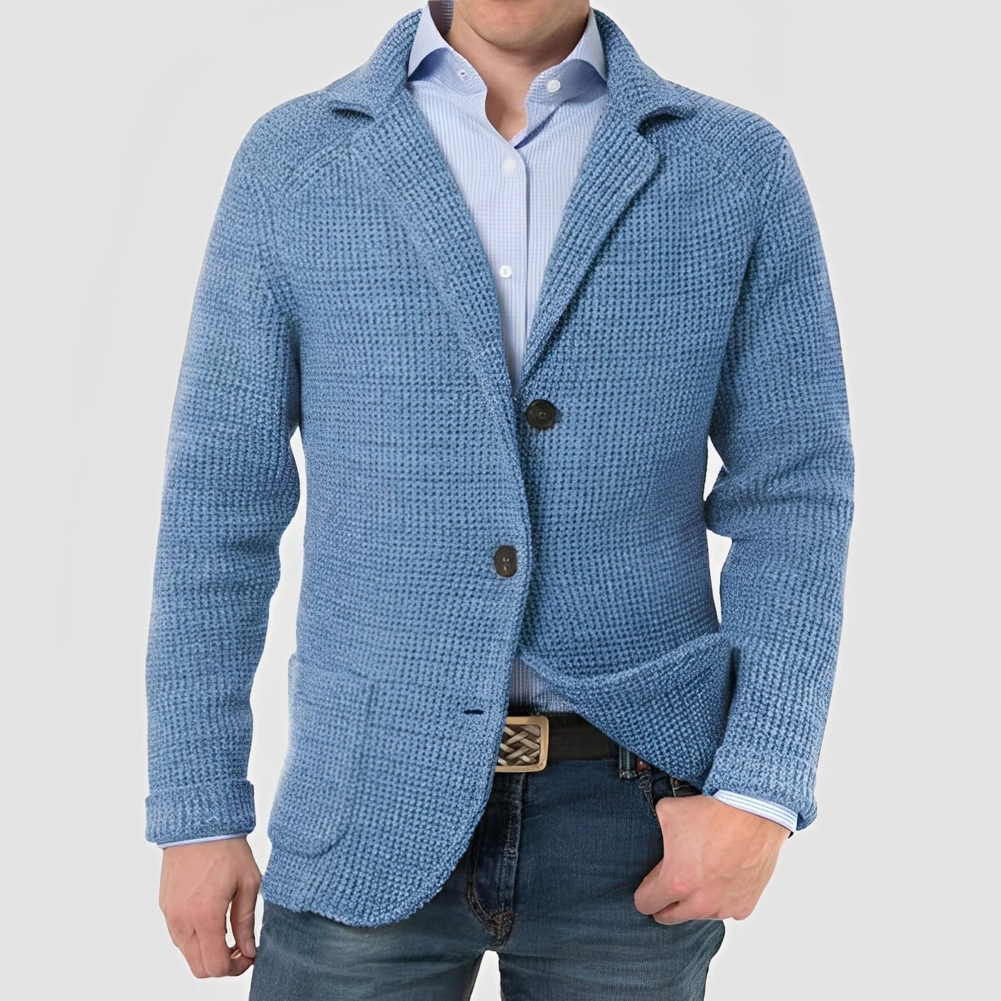 Gerald - Moderní pletená bunda s kapsami a klopami pro muže