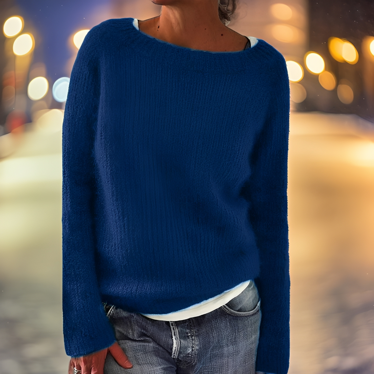 Abeeha - Dámský volný svetr v jedlové barvě