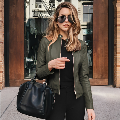 Lysiane - Stylový zimní kožený kabát pro ženy