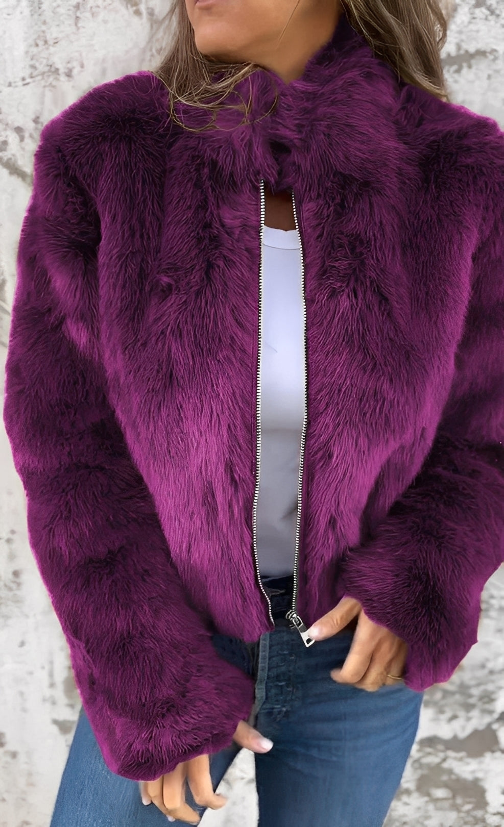 Amanda - Elegantní dámský plyšový kabát