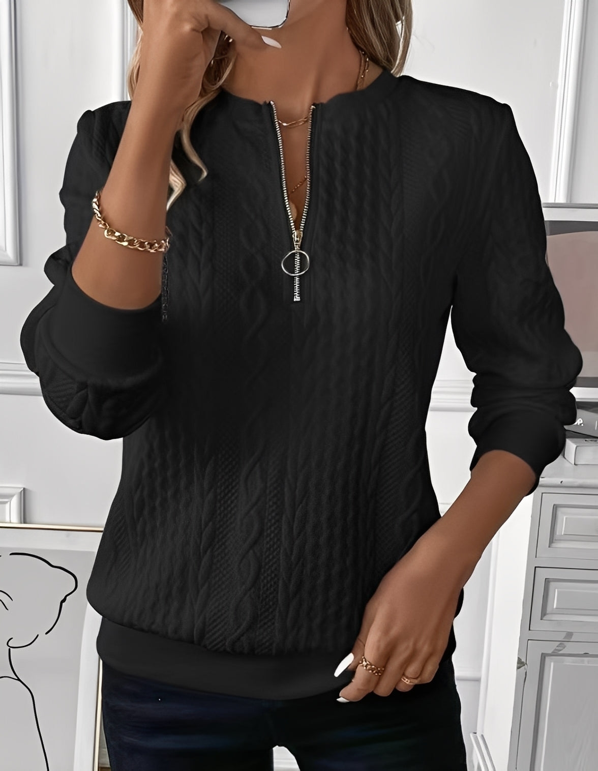 Davida - Stylový svetr s jemným prošitím pro ženy