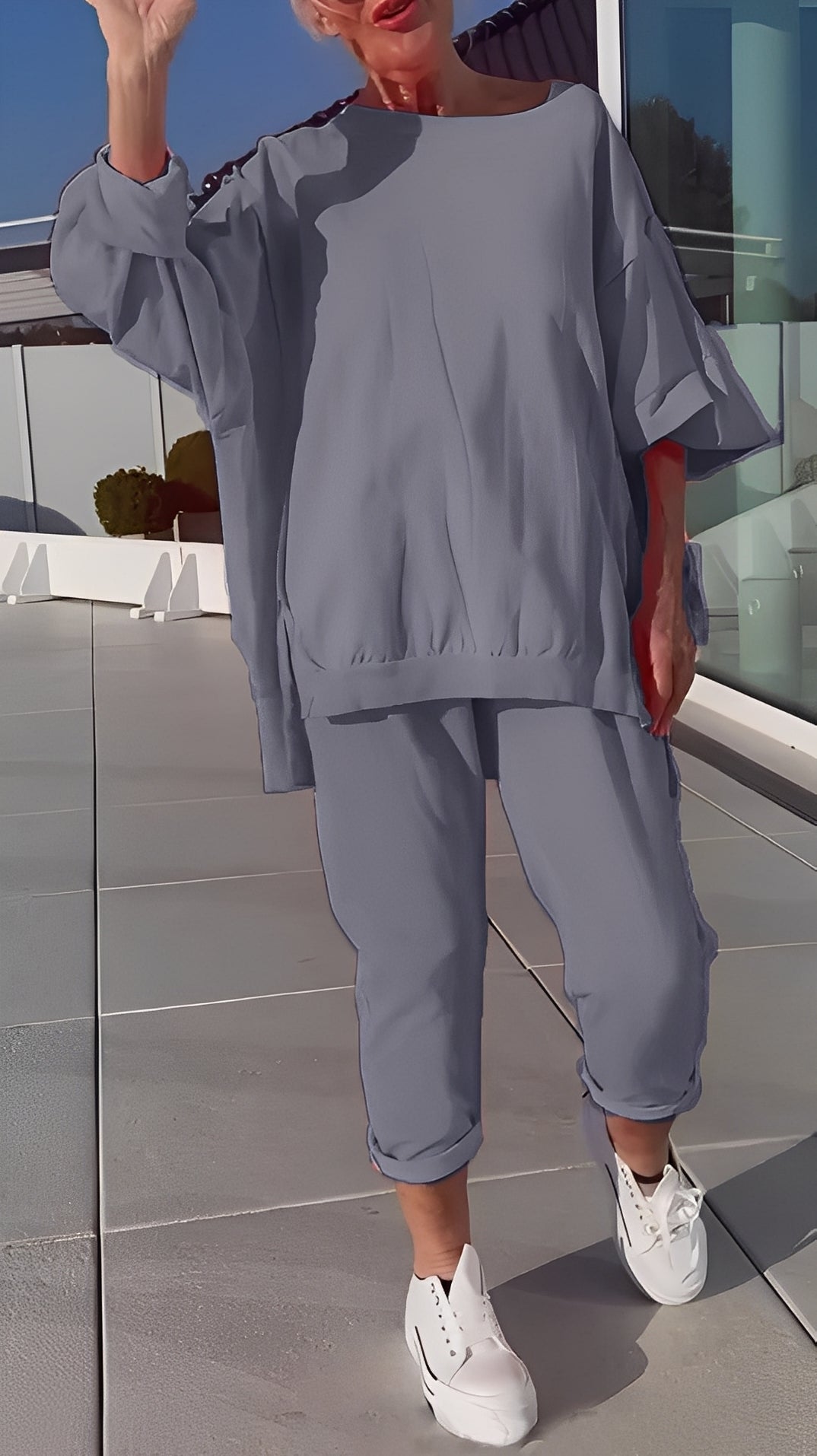 Eleanore - Pohodlná sada s volným topem a kalhotami pro ženy