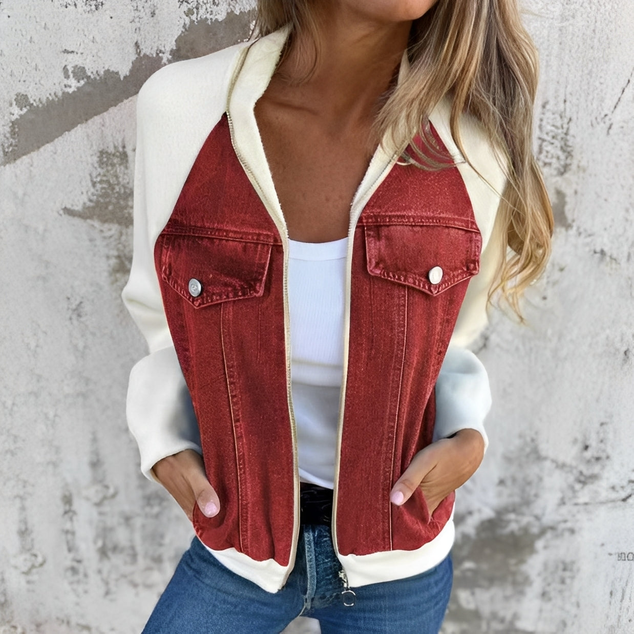 Libby - Dámská džínová bunda s raglánovými rukávy pro pohodlí