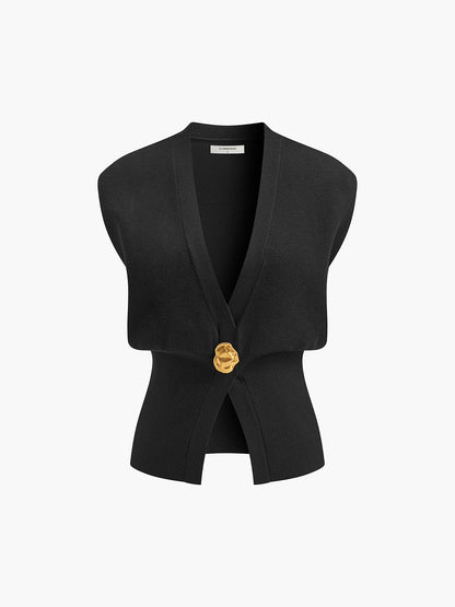 Annalena – V-Ausschnitt s knoflíky Strickweste