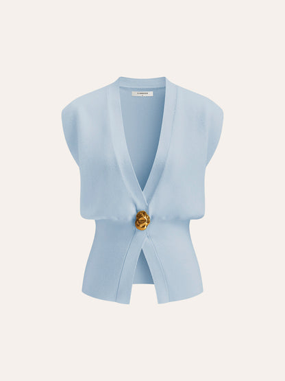 Annalena – V-Ausschnitt s knoflíky Strickweste