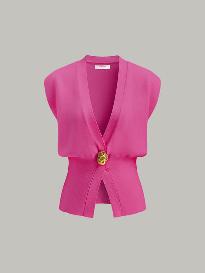 Annalena – V-Ausschnitt s knoflíky Strickweste