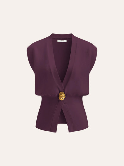 Annalena – V-Ausschnitt s knoflíky Strickweste