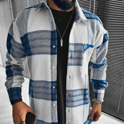 Ben – Kariertes Overshirt s kapsou na hrudi pro muže