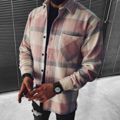 Ben – Kariertes Overshirt s kapsou na hrudi pro muže