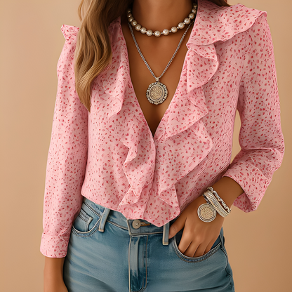 Aleida - Dámská halenka s dlouhými rukávy a volány