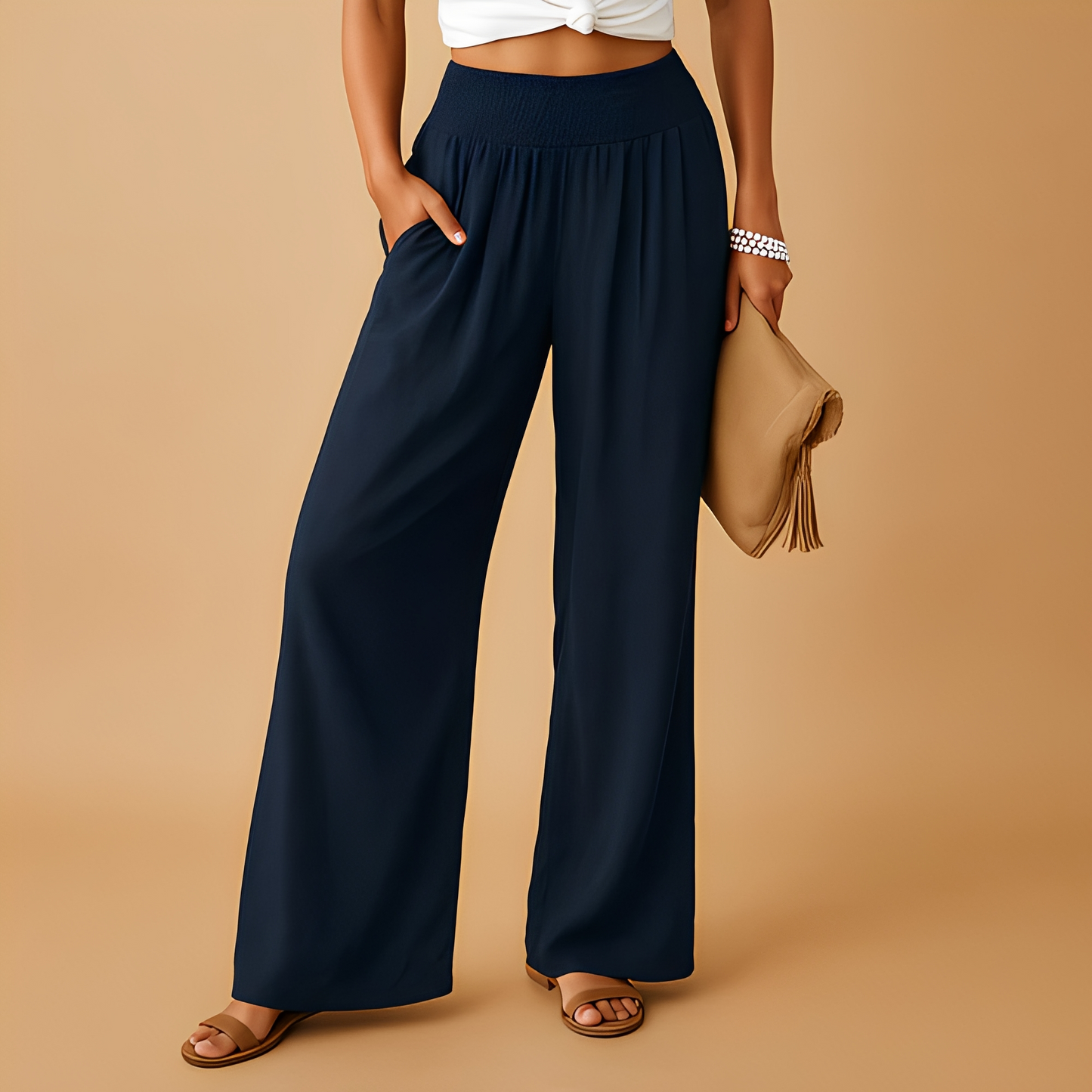 Aldona - Volné kalhoty s rovnými nohavicemi pro ženy