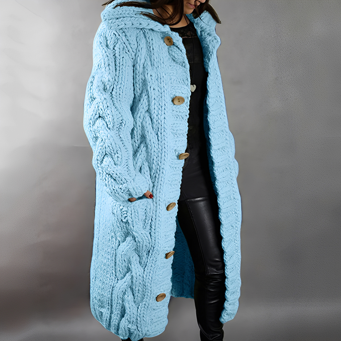 Arielle - Stylový, volně střižený dlouhý vlněný cardigan pro ženy