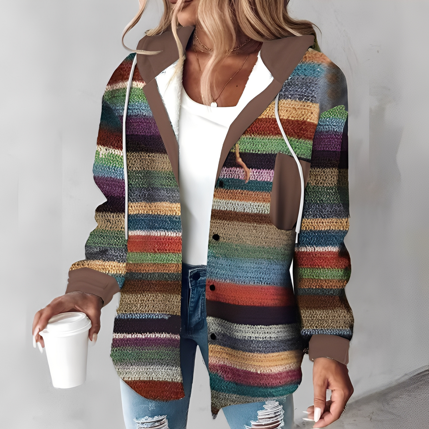 Martina - Pohodlná dámská vlněná bunda s kapucí