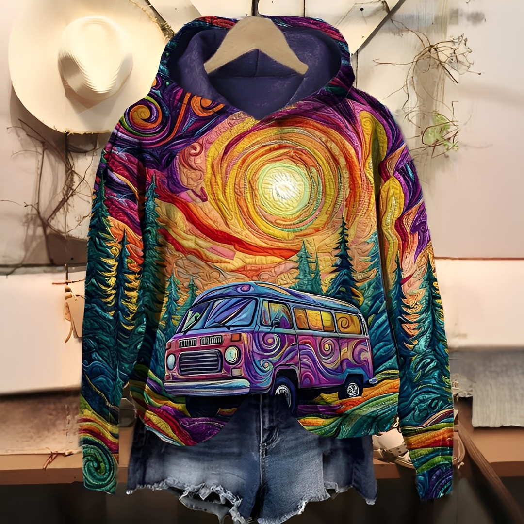 Séraphine - mikina s kapucí s digitálním potiskem pro ženy