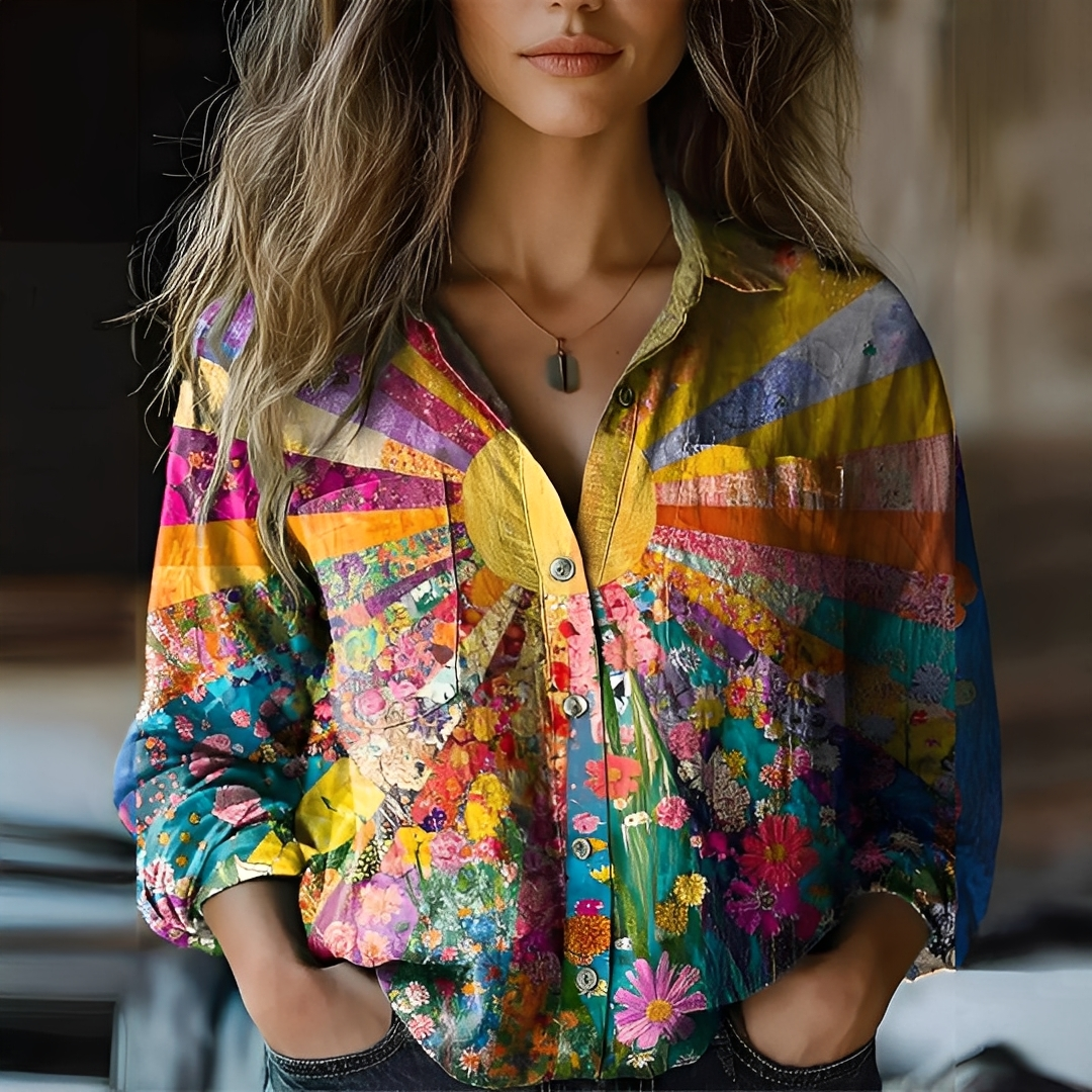 Roselyne - Volná halenka s elegantním vzorem pro ženy