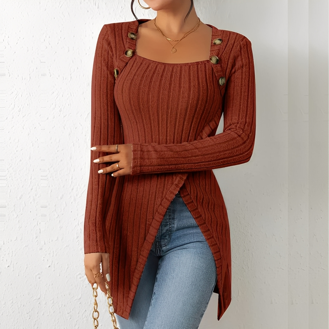 Alfreda - Dámský pletený top s knoflíky