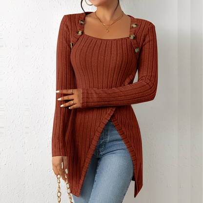 Alfreda - Dámský pletený top s knoflíky