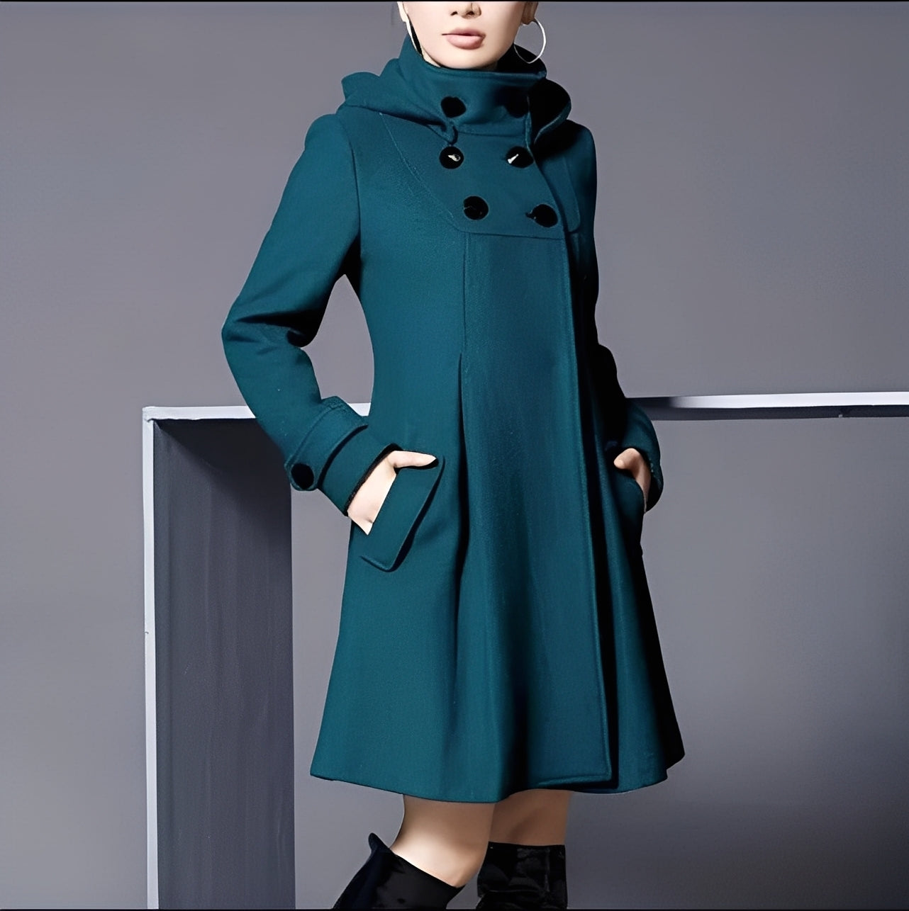 Maree - Dámský volný kabát s kapucí a bočními kapsami