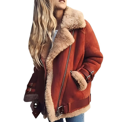 Jessie - Dámská teplá biker bunda z vlny se zipem