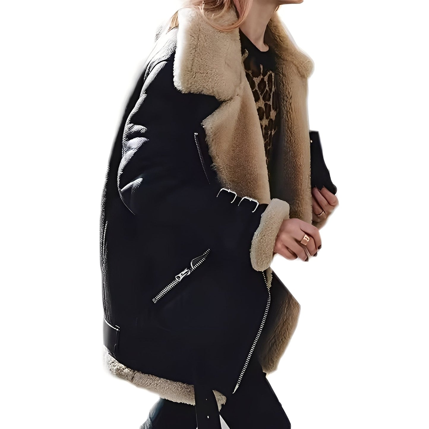 Jessie - Dámská teplá biker bunda z vlny se zipem