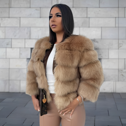 Amelia - Moderní, hřejivý kabát z umělé kožešiny pro ženy